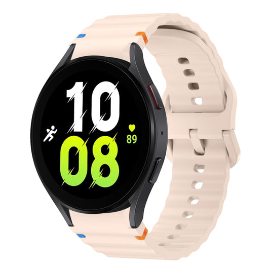 For Samsung Galaxy Watch 5 40 / 44mm Wave Pattern Stitched Silicone Watch Band(Pink) by bashfashion