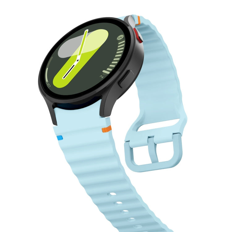 For Samsung Galaxy Watch 5 Pro Wave Pattern Stitched Silicone Watch Band(Light Blue) by bashfashion