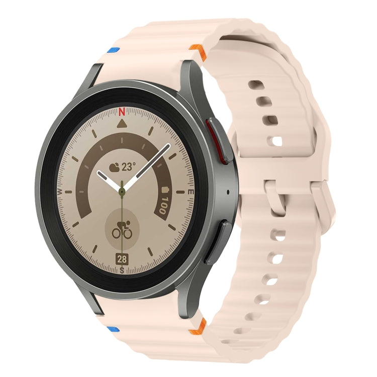 For Samsung Galaxy Watch 5 Pro Wave Pattern Stitched Silicone Watch Band(Pink) by bashfashion