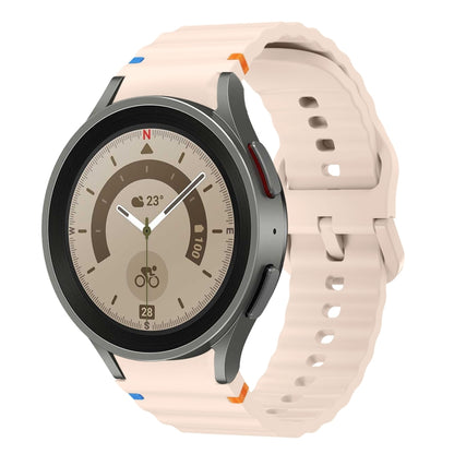 For Samsung Galaxy Watch 5 Pro Wave Pattern Stitched Silicone Watch Band(Pink) by bashfashion