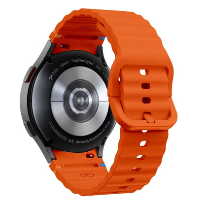 For Samsung Galaxy Watch 5 Pro Wave Pattern Stitched Silicone Watch Band(Orange) by bashfashion