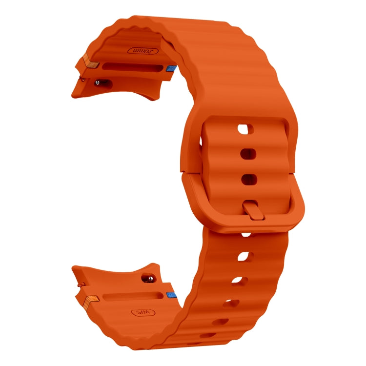 For Samsung Galaxy Watch 5 Pro Wave Pattern Stitched Silicone Watch Band(Orange) by bashfashion