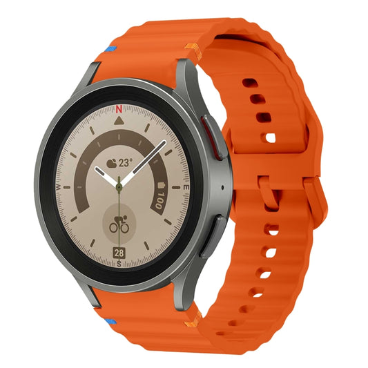 For Samsung Galaxy Watch 5 Pro Wave Pattern Stitched Silicone Watch Band(Orange) by bashfashion