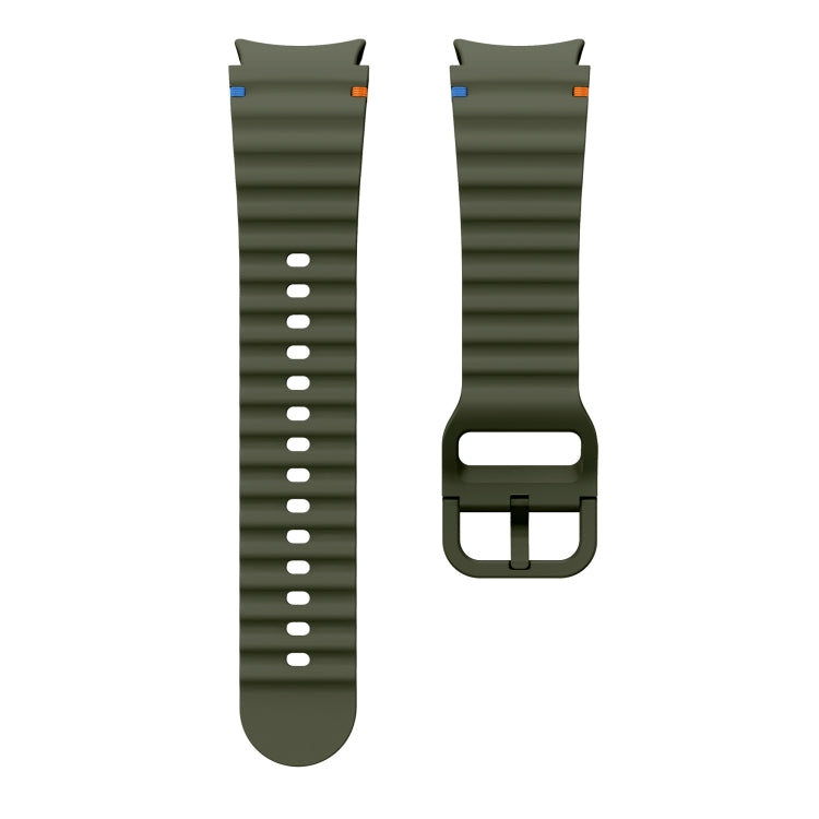 For Samsung Galaxy Watch 5 Pro Wave Pattern Stitched Silicone Watch Band(Army Green) by bashfashion