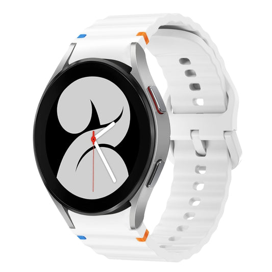 For Samsung Galaxy Watch 4 40 / 44mm Wave Pattern Stitched Silicone Watch Band(White) by bashfashion
