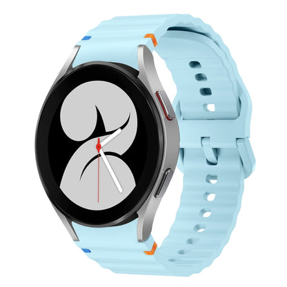 For Samsung Galaxy Watch 4 40 / 44mm Wave Pattern Stitched Silicone Watch Band(Light Blue) by bashfashion