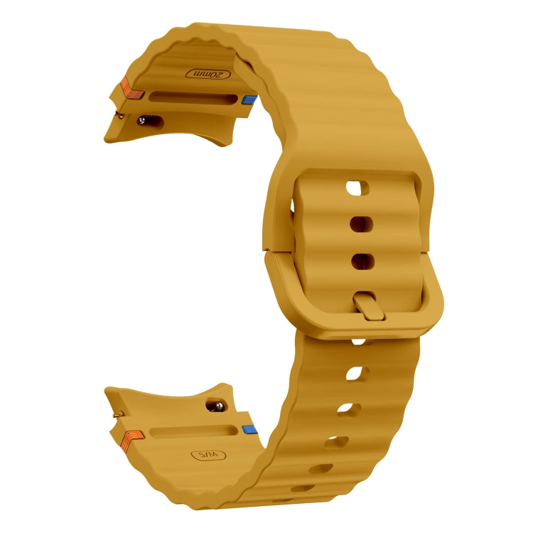 For Samsung Galaxy Watch 4 40 / 44mm Wave Pattern Stitched Silicone Watch Band(Yellow) by bashfashion