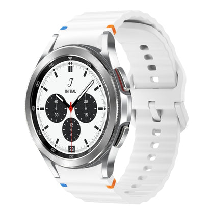For Samsung Galaxy Watch 4 Classic 42 / 46mm Wave Pattern Stitched Silicone Watch Band(White) by bashfashion