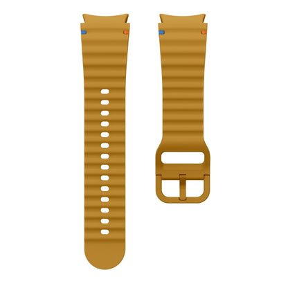 For Samsung Galaxy Watch 4 Classic 42 / 46mm Wave Pattern Stitched Silicone Watch Band(Yellow) by bashfashion
