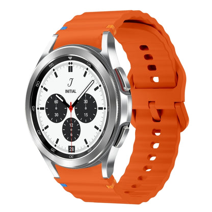 For Samsung Galaxy Watch 4 Classic 42 / 46mm Wave Pattern Stitched Silicone Watch Band(Orange) by bashfashion
