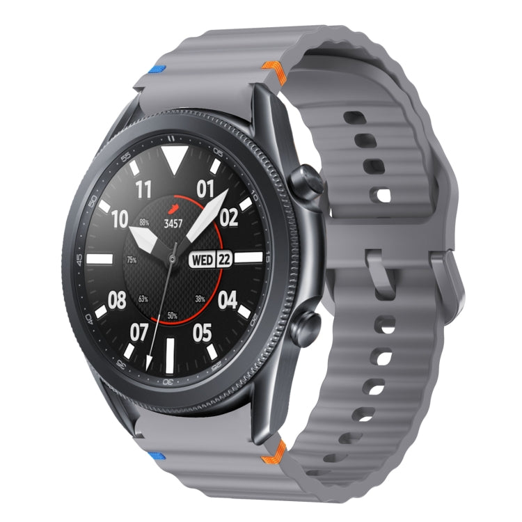 For Samsung Galaxy Watch3 41mm Wave Pattern Stitched Silicone Watch Band(Dark Gray) by bashfashion