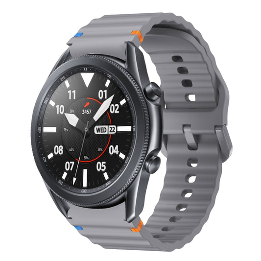 For Samsung Galaxy Watch3 41mm Wave Pattern Stitched Silicone Watch Band(Dark Gray) by bashfashion