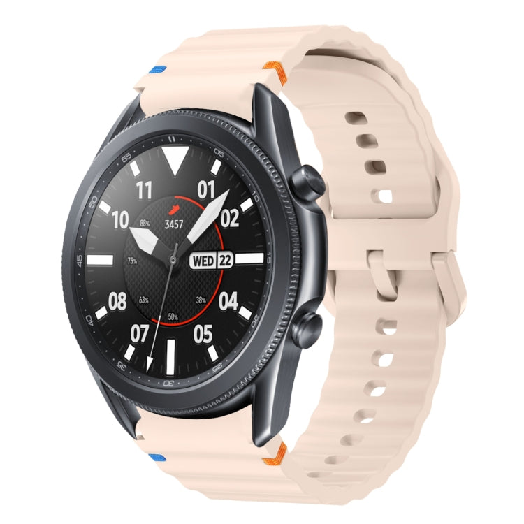 For Samsung Galaxy Watch3 41mm Wave Pattern Stitched Silicone Watch Band(Pink) by bashfashion
