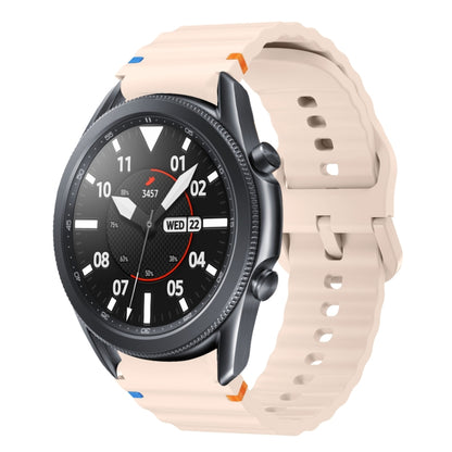 For Samsung Galaxy Watch3 41mm Wave Pattern Stitched Silicone Watch Band(Pink) by bashfashion