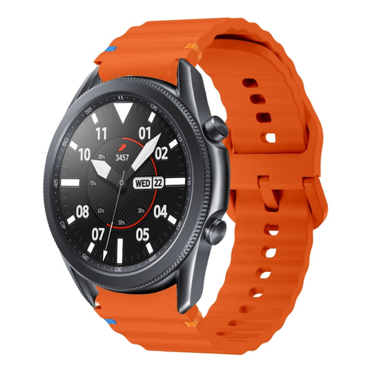 For Samsung Galaxy Watch3 41mm Wave Pattern Stitched Silicone Watch Band(Orange) by bashfashion