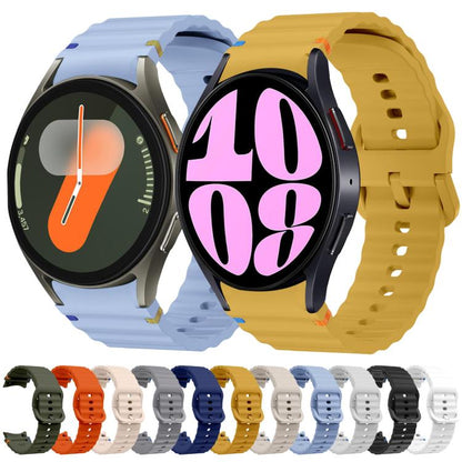 For Samsung Galaxy Watch 4 Classic 42 / 46mm Wave Pattern Stitched Silicone Watch Band(Orange) by bashfashion