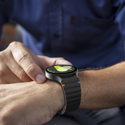 For Samsung Galaxy Watch 4 40 / 44mm Wave Pattern Stitched Silicone Watch Band(Yellow) by bashfashion