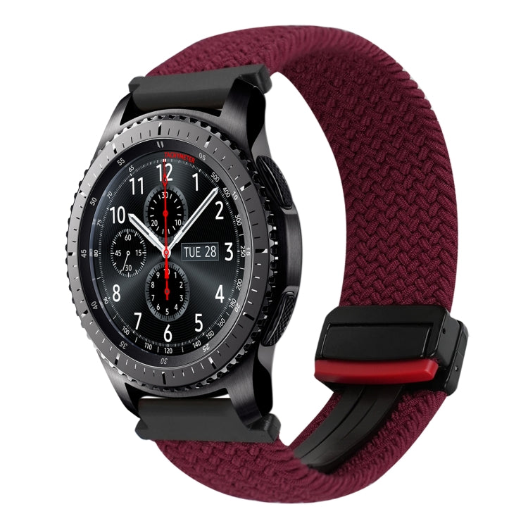 For Samsung Galaxy Gear S3 Frontier 22mm Magnetic Buckle Braided Watch Band(Black Sand Red) by bashfashion