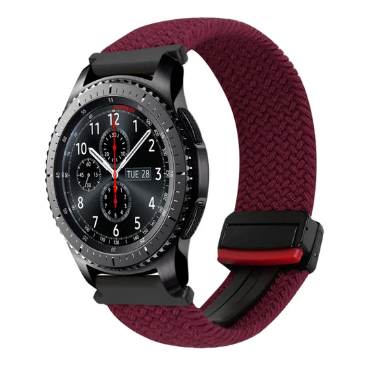 For Samsung Galaxy Gear S3 Frontier 22mm Magnetic Buckle Braided Watch Band(Black Sand Red) by bashfashion