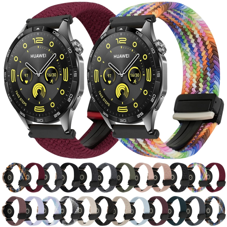 For Huawei Watch GT4 46mm 22mm Magnetic Buckle Braided Watch Band(Black Sand Red) by bashfashion