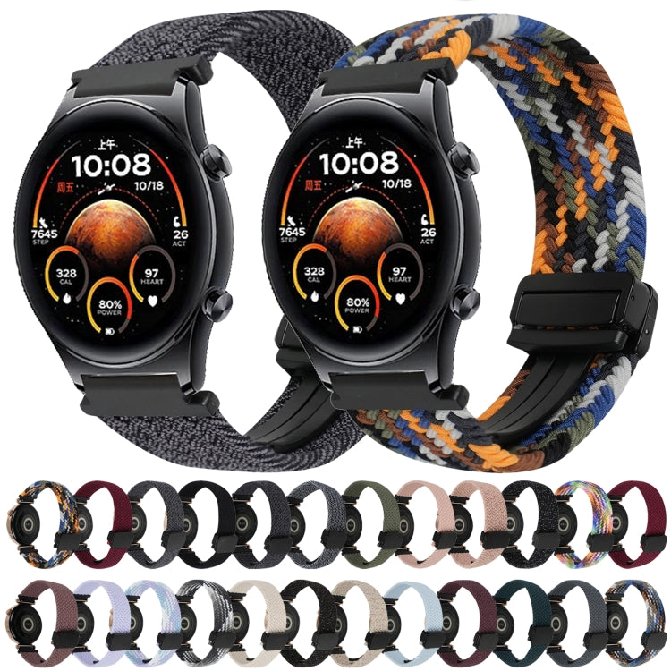 For Honor Watch GS 4 22mm Magnetic Buckle Braided Watch Band(Black sand red) by bashfashion