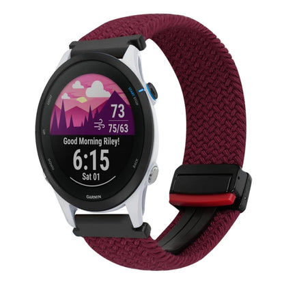 For Garmin Forerunner 255 Music 22mm Magnetic Buckle Braided Watch Band(Black Sand Red) by bashfashion