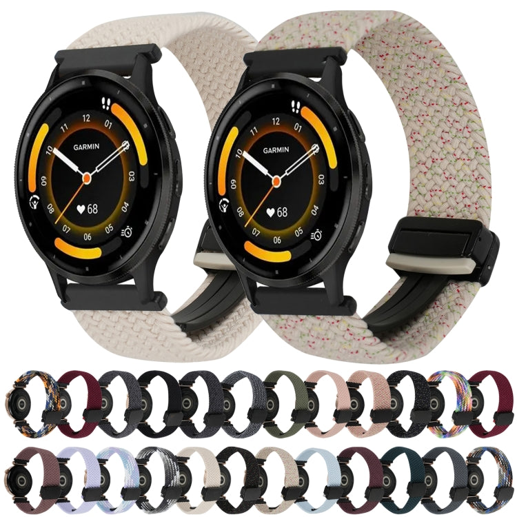 For Garmin Forerunner 255 Music 22mm Magnetic Buckle Braided Watch Band(Black Sand Red) by bashfashion