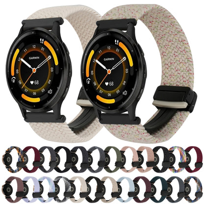 For Garmin Forerunner 255 Music 22mm Magnetic Buckle Braided Watch Band(Black Sand Red) by bashfashion