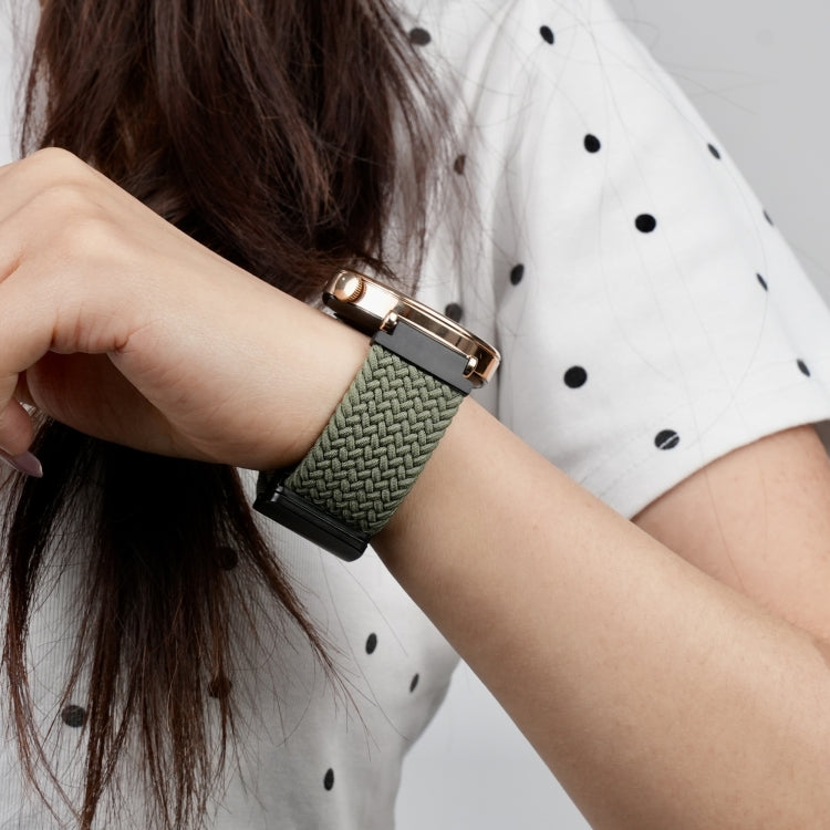 For Samsung Galaxy Watch FE 40mm 20mm Magnetic Buckle Braided Watch Strap(Olive Green) by bashfashion