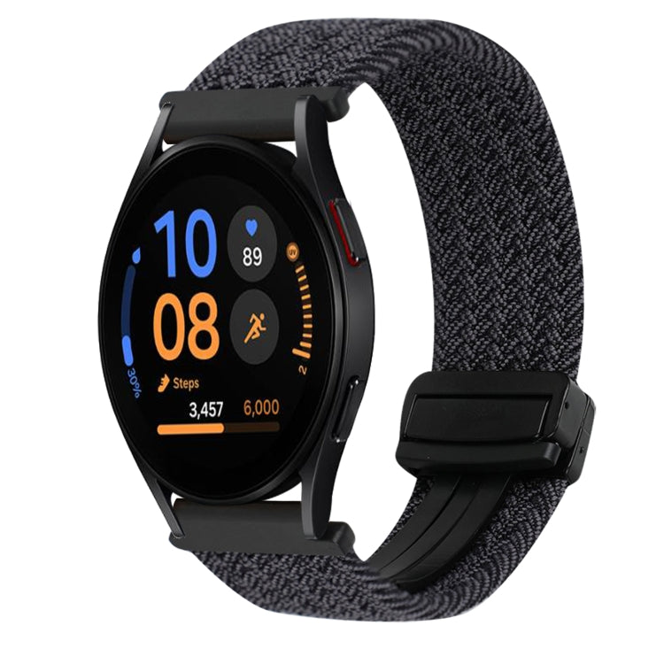 For Samsung Galaxy Watch FE 40mm 20mm Magnetic Buckle Braided Watch Strap(Graphite Black) by bashfashion