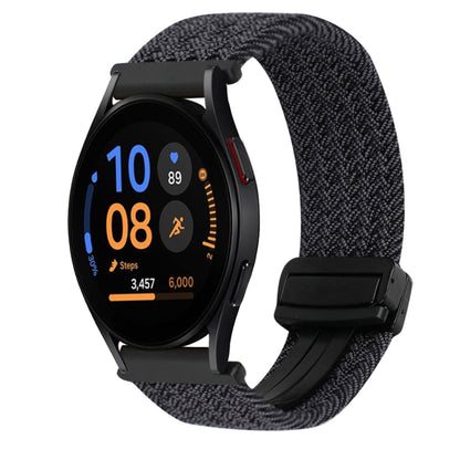 For Samsung Galaxy Watch FE 40mm 20mm Magnetic Buckle Braided Watch Strap(Graphite Black) by bashfashion