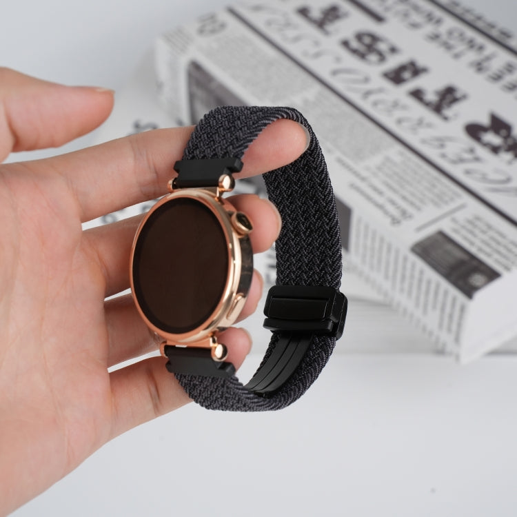 For Samsung Galaxy Watch FE 40mm 20mm Magnetic Buckle Braided Watch Strap(Graphite Black) by bashfashion