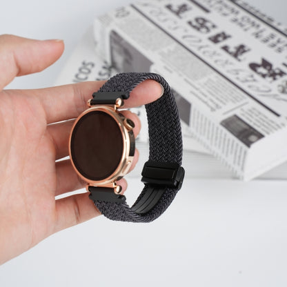 For Samsung Galaxy Watch FE 40mm 20mm Magnetic Buckle Braided Watch Strap(Metallic Black) by bashfashion