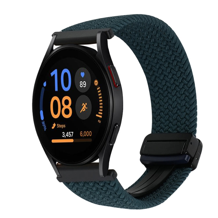 For Samsung Galaxy Watch FE 40mm 20mm Magnetic Buckle Braided Watch Strap(Forest Green) by bashfashion