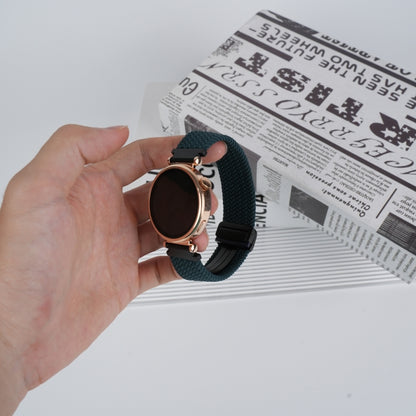 For Samsung Galaxy Watch FE 40mm 20mm Magnetic Buckle Braided Watch Strap(Forest Green) by bashfashion