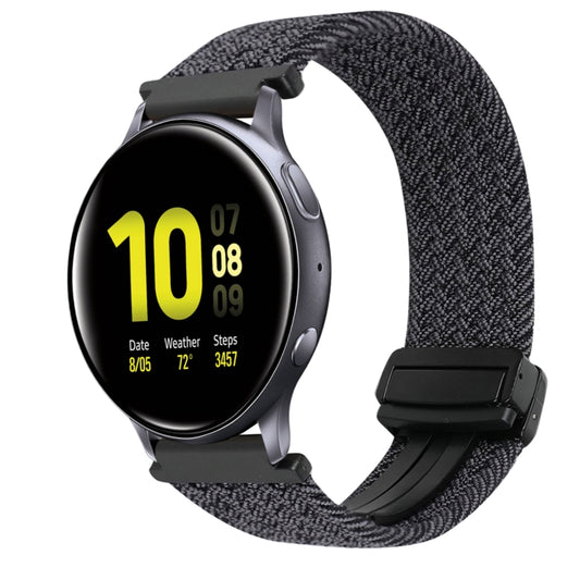 For Samsung Galaxy Watch Active 2 20mm Magnetic Buckle Braided Watch Strap(Metallic Black) by bashfashion