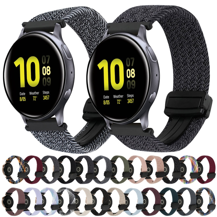 For Samsung Galaxy Watch Active 2 20mm Magnetic Buckle Braided Watch Strap(Metallic Black) by bashfashion