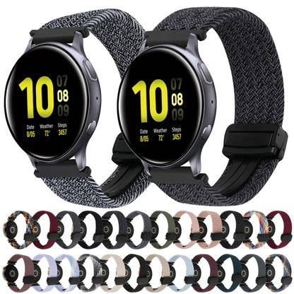 For Samsung Galaxy Watch Active 2 20mm Magnetic Buckle Braided Watch Strap(Metallic Black) by bashfashion