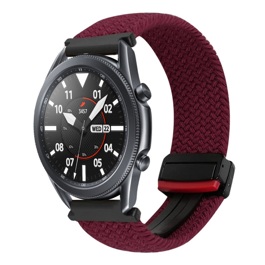 For Samsung Galaxy Watch 3 41mm 20mm Magnetic Buckle Braided Watch Strap(Black Sand Red) by bashfashion