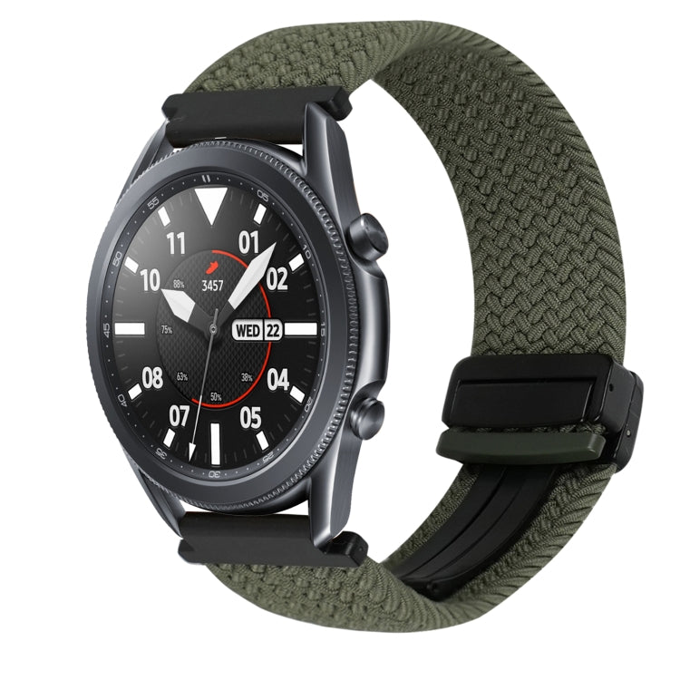 For Samsung Galaxy Watch 3 41mm 20mm Magnetic Buckle Braided Watch Strap(Olive Green) by bashfashion