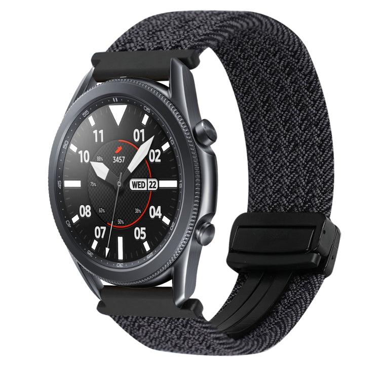 For Samsung Galaxy Watch 3 41mm 20mm Magnetic Buckle Braided Watch Strap(Graphite Black) by bashfashion
