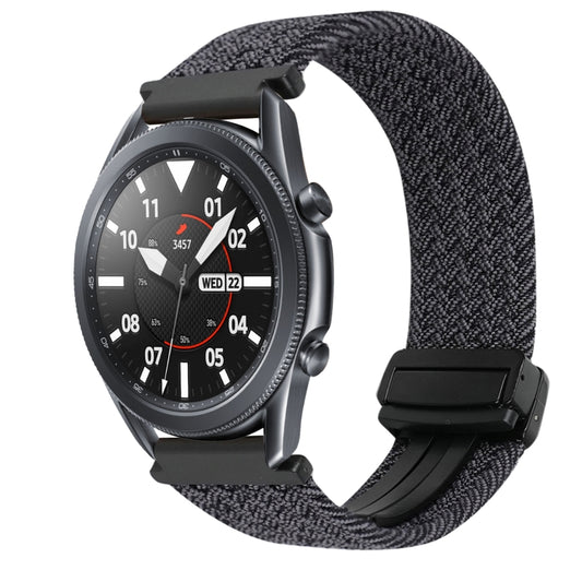 For Samsung Galaxy Watch 3 41mm 20mm Magnetic Buckle Braided Watch Strap(Metallic Black) by bashfashion
