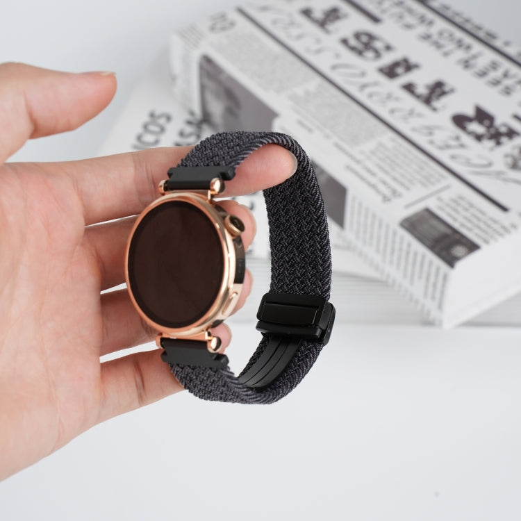 For Samsung Galaxy Watch 3 41mm 20mm Magnetic Buckle Braided Watch Strap(Metallic Black) by bashfashion