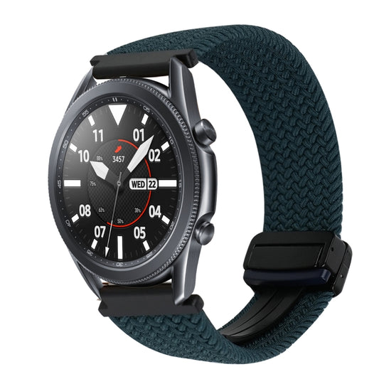 For Samsung Galaxy Watch 3 41mm 20mm Magnetic Buckle Braided Watch Strap(Forest Green) by bashfashion