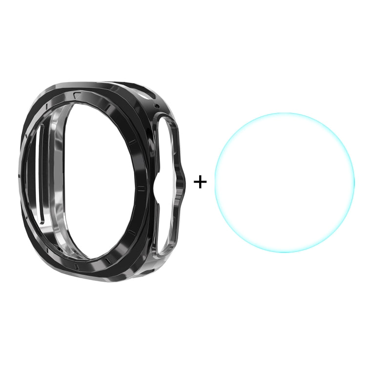 For Samsung Galaxy Watch Ultra 47mm / Ultra 2025 ENKAY Hat-Prince Electroplated Soft TPU Cover + 0.2mm 9H Glass Screen Protector(Black) by ENKAY