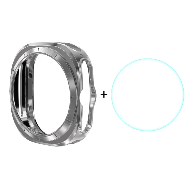 For Samsung Galaxy Watch Ultra 47mm / Ultra 2025 ENKAY Hat-Prince Electroplated Soft TPU Cover + 0.2mm 9H Glass Screen Protector(Silver) by ENKAY