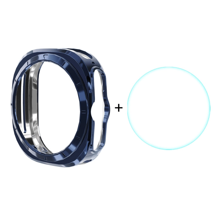 For Samsung Galaxy Watch Ultra 47mm / Ultra 2025 ENKAY Hat-Prince Electroplated Soft TPU Cover + 0.2mm 9H Glass Screen Protector(Dark Blue) by ENKAY