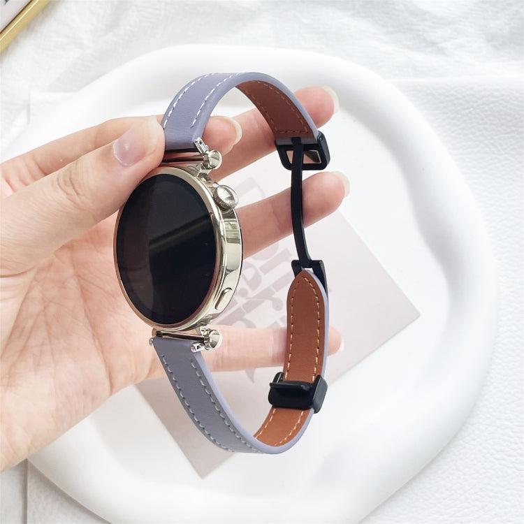 22mm Slim Magnetic Buckle Microfiber Leather Watch Band For Huawei Watch GT4 46mm(Aimaorange+Cream Apricot) by bashfashion