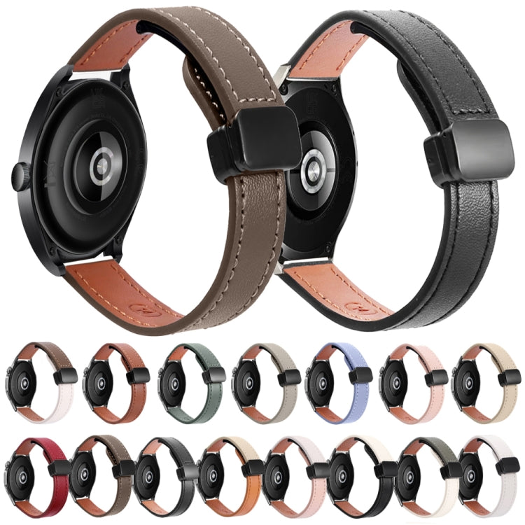 22mm Slim Magnetic Buckle Microfiber Leather Watch Band For Huawei Watch GT4 46mm(Aimaorange+Cream Apricot) by bashfashion