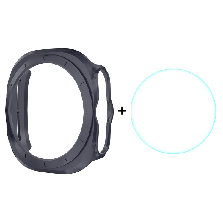 For Samsung Galaxy Watch Ultra 47mm / Ultra 2025 ENKAY Hat-Prince Electroplated Hard PC Cover + 0.2mm 9H Glass Screen Protector(Dark Blue) by ENKAY